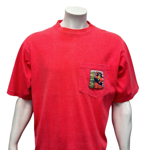 Vintage 80-90s Spot Sport European Beach Pink Single Stitch T-Shirt Surf USA XL - Picture 6 of 12